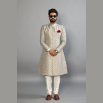 Handmade Banarasi Brocade Sherwani Achkan | Silver Blue Father Son Combo | Jaipurio